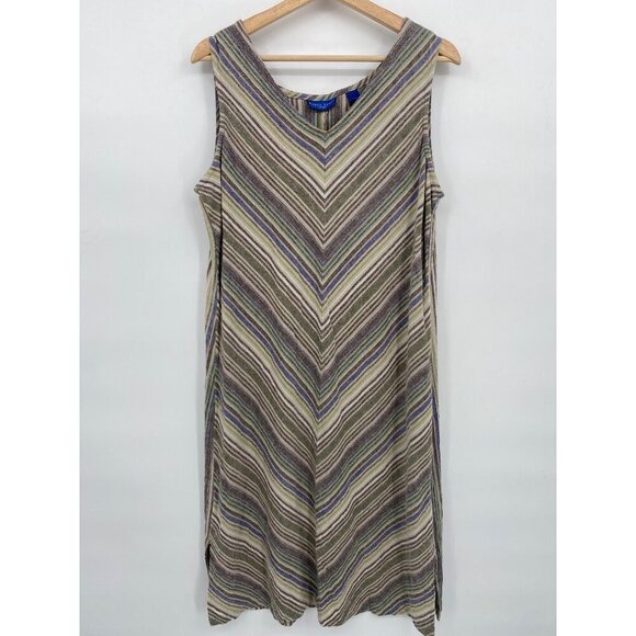 Karen Scott Vintage Womens Sleeveless Linen Blend V-Neck Midi Dress Size Large - Picture 6 of 15